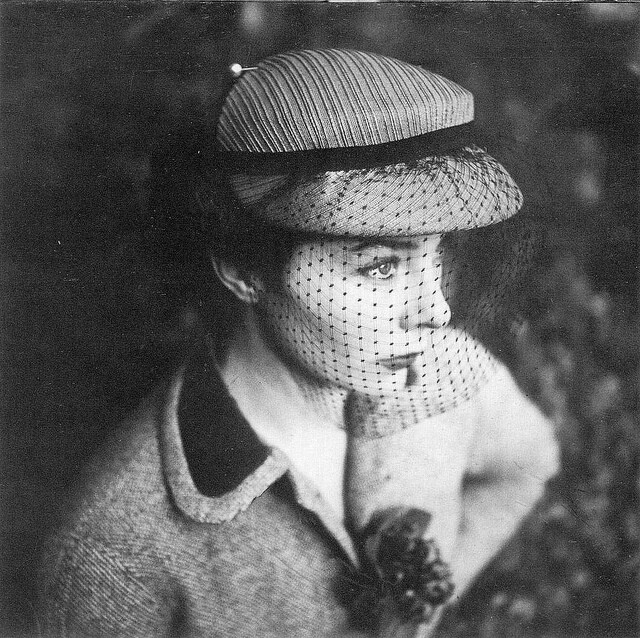 Bettina is wearing a hat designed by Gilbert Orcel, photo by Henry Clarke, 1952