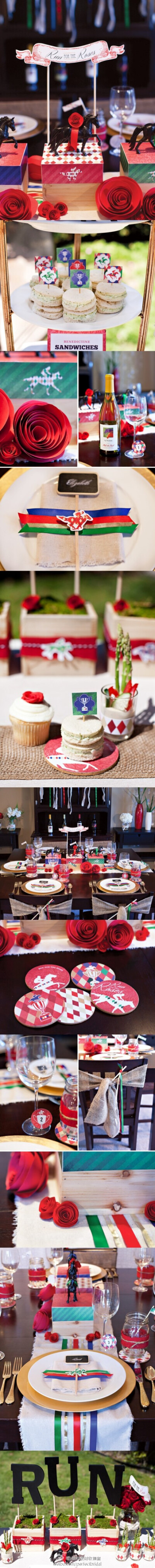 用赛马与奔跑的元素设计的餐桌布置