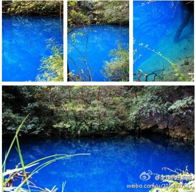 镇远的铁溪龙潭，蓝得琥珀一般的水，清得一望到底。