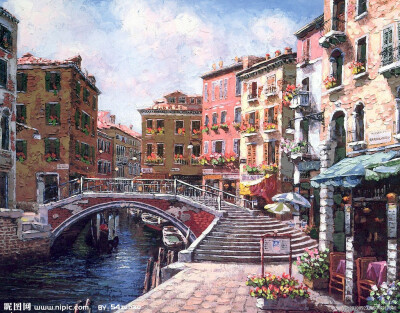 写实的唯美欧洲风景油画