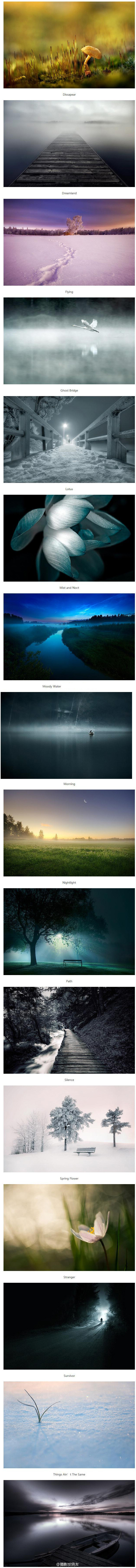 【如梦如幻–Mikko Lagerstedt摄影作品欣赏】 来自芬兰插画设计师和摄影师Mikko Lagerstedt的摄影作品。这些精彩作品中有自然风光，也有抽象化的作品，充满了梦幻般的调子和氛围