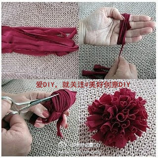 用旧T恤做一朵花！！——更多有趣内容，请关注@美好创意DIY