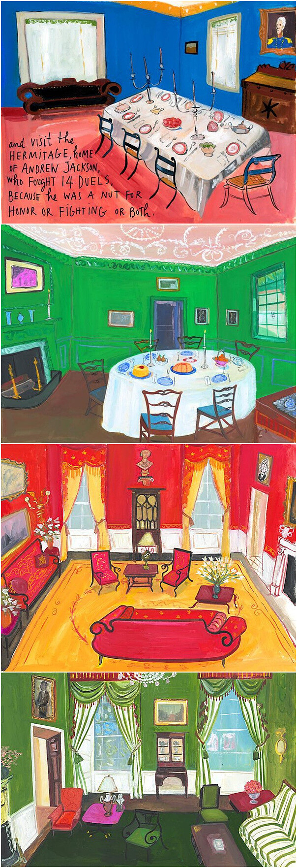 Maira Kalman 法国画家作品：明艳大胆的色彩，玩味，古典的构图