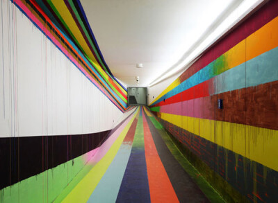 Visitors Tunnel at the JVA/Prison in Düsseldorf by Markus Linnenbrink prisons painting murals interior design art