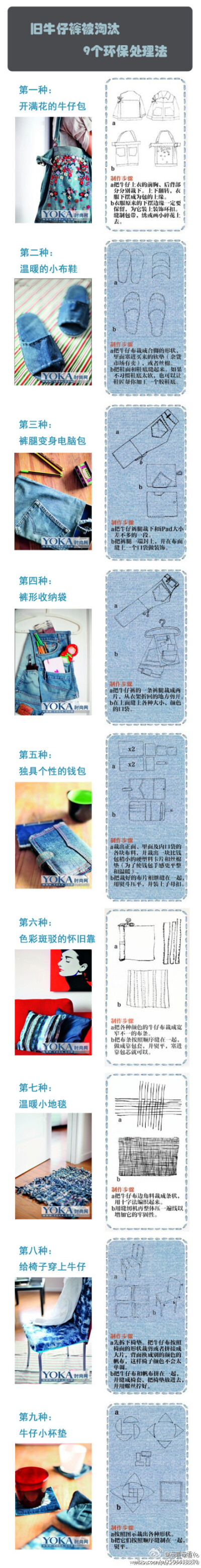 旧牛仔裤被淘汰 9个环保处理法，太实用拉