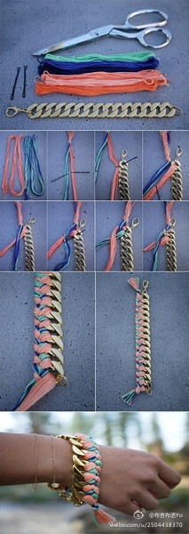 来一个金属味儿的编织手绳~也挺好看的呢