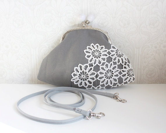 grey &amp; white purse