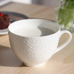 白色马克杯水杯咖啡杯情侣杯子创意浮雕骨瓷杯子陶瓷杯