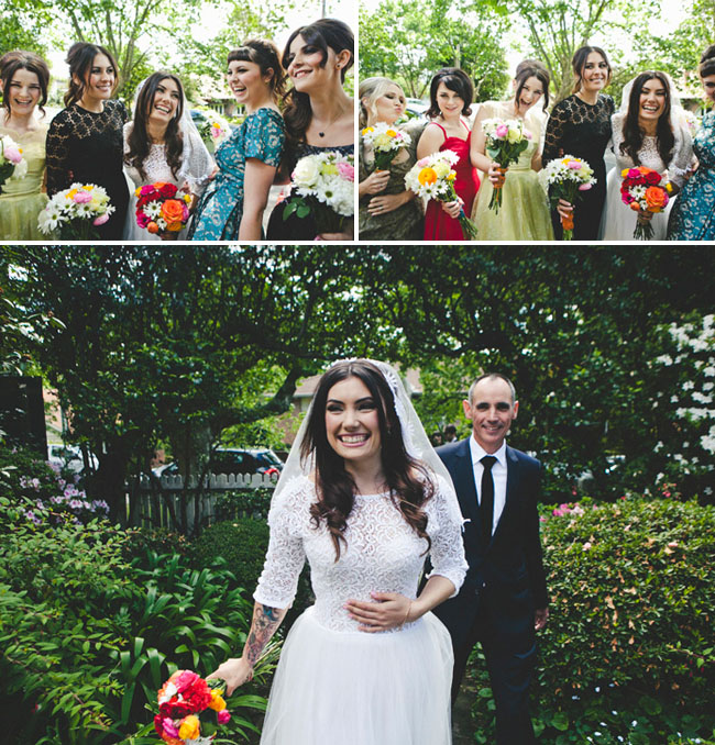 bridesmaids in different dresses