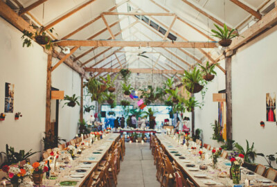 hanging plants reception decor