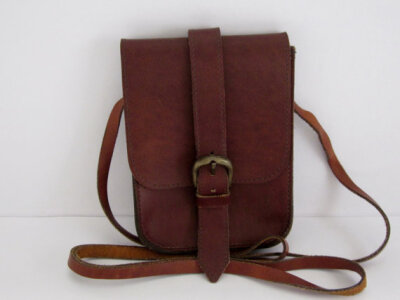 皮革斜挎包1970繁体布朗皮革军事风格的手提包
