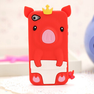 iphone4 4S 苹果4手机壳 pororo 皇冠猪 外壳