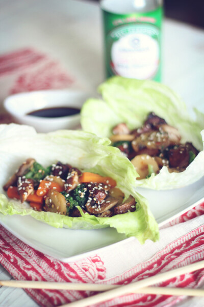 healthy teriyaki chicken lettuce wraps.