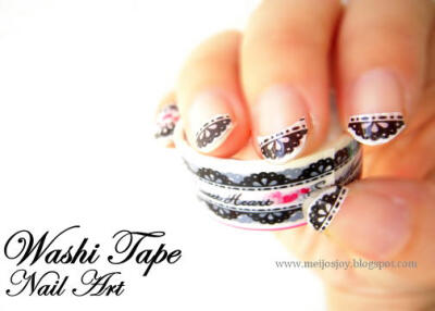 和纸胶带 http://meijosjoy.blogspot.com/2012/04/washi-tape-nail.html