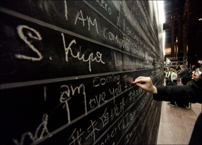 “Arrivals and Departures” is an installation by Michael Fernandes at Scotiabank Nuit Blanche in Toronto, an all-night contemporary art event held earlier this month. First photo by Sam Javanrouh.