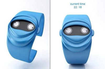 Ninja Time。。。上面的两只“眼睛”用来表示时间，左眼代表时针，右眼代表分针，另外忍者的两只耳朵用来调整时间