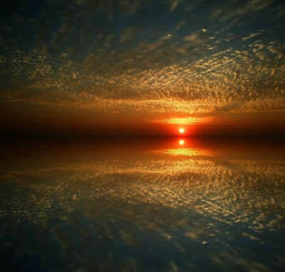 鱼鳞日落，海天一线