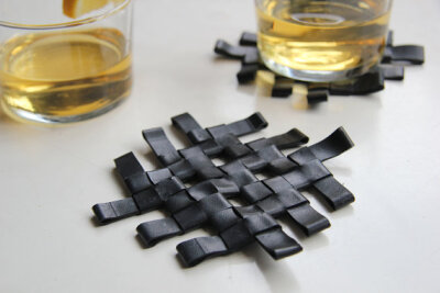 upcycled rubber coaster - made from discarded bicycle tires