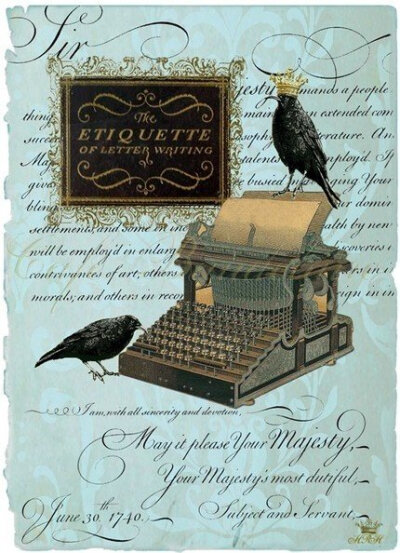 {复古}小鸟打字机。【阿团丸子】