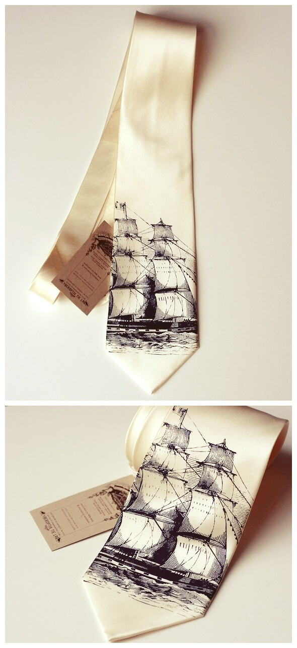 帆船素描 领带 http://www.etsy.com/listing/61127939/clipper-ship-silk-necktie-navy-ink-on?ref=usr_faveitems