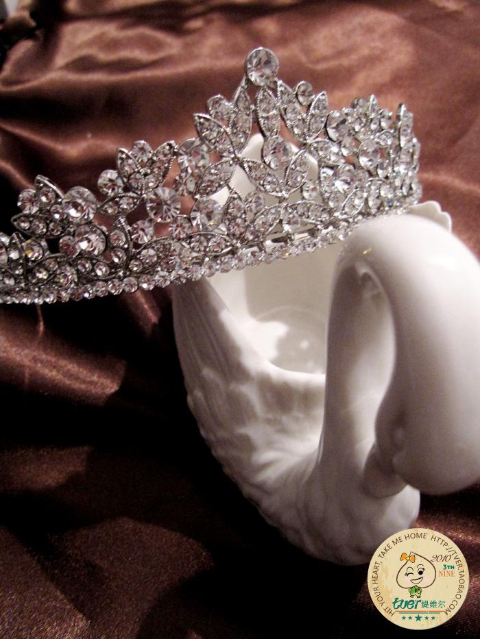 橄榄枝新娘皇冠 镶钻叶子水晶发箍