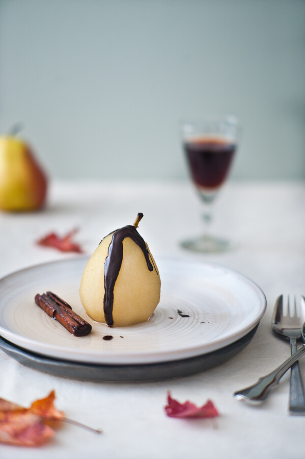 0511 pears 014 Poached Pears with Chocolate and Muscat