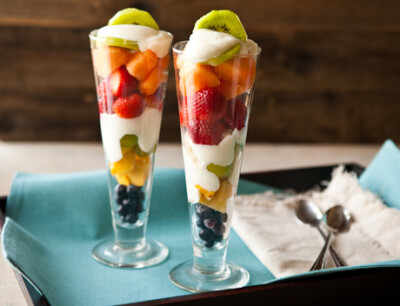 colorful treats to beat the rainy day blues: Layered Fruit and Yogurt Salad