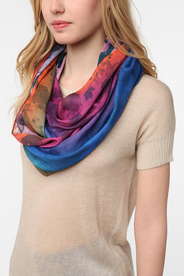 UO- Pins And Needles Floral Overdyed Eternity Scarf