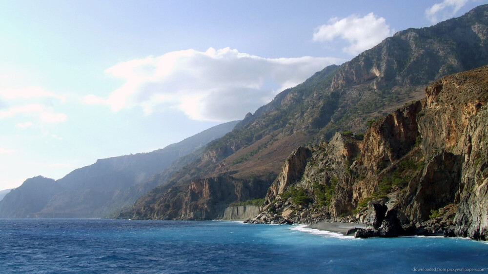 Crete Cliffs Shore for 1366x768