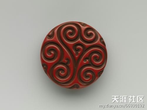 元代 红漆剔犀小盒 高3.2cm 直径8.6cm