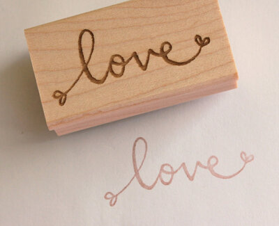 love wooden rubber stamp - valentines day