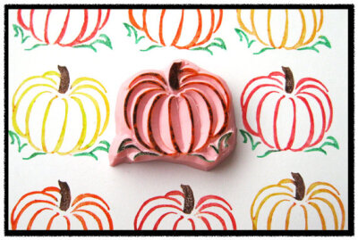 Fall Pumpkin Hand Carved Rubber Stamp