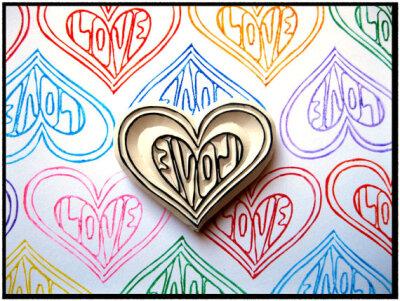 Rubber Stamp: Hand Carved Stamp, Heart Full of Love Stamp