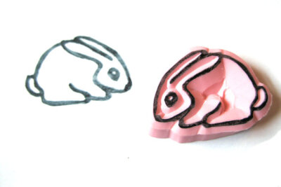 Little Bunny Hand Carved Stamp, Bunny Handmade Rubber Stamp