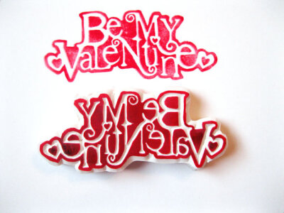 Be My Valentine Hand Carved Rubber Stamp, Handmade Stamp