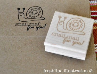 Custom Rubber Stamp - Snail Mail For You - Fun Stationery Stamp