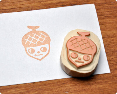 Acorn hand carved rubber stamp