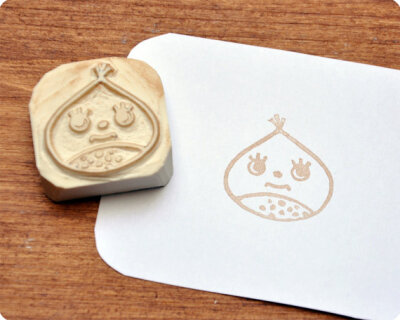 Chestnut hand carved rubber stamp