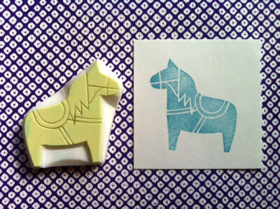 DALA horse - hand carved rubber stamp - horse - animal - wild life - no3 (rsm-dh3)