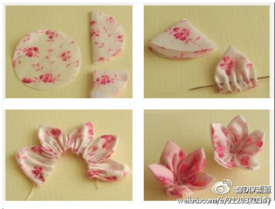 〖漂亮的小布花DIY〗网友教你制作漂亮的小布花，超简单哟～