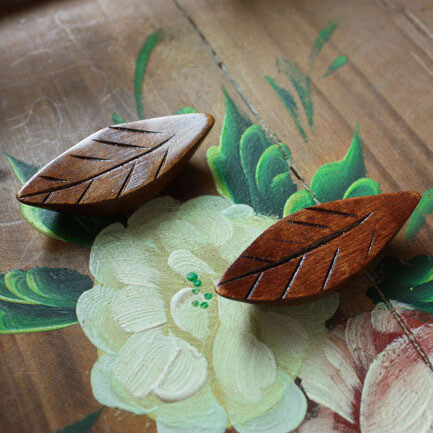 小叶子 实木雕刻 手工 日式和风 筷架