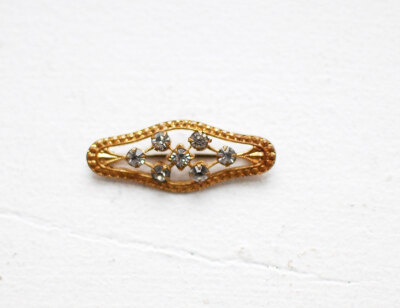 vintage edwardian 1910s pin // rhinestone and gold filigree