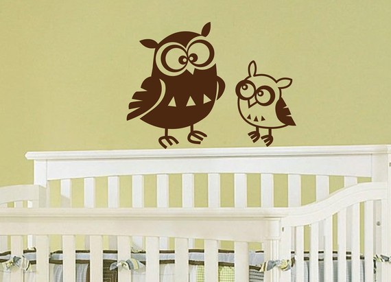 Wall decal - 2 cute owls removable matte vinyl decal 12Wx9H FREE US and Canada Shipping