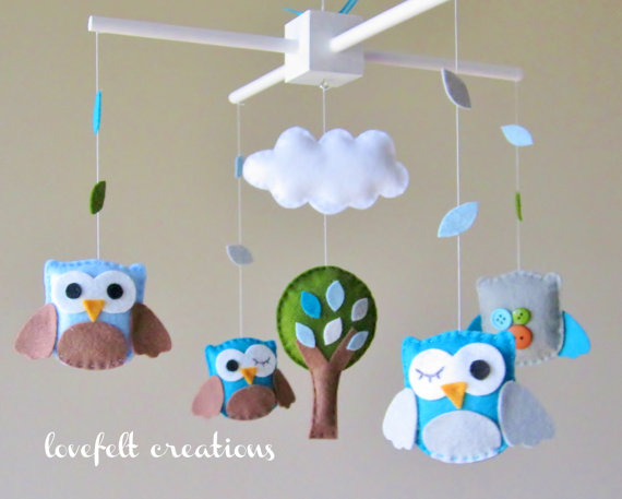 Baby Crib Mobile - Baby Mobile - Owl Mobile - Custom baby mobile - Pick your colors :)