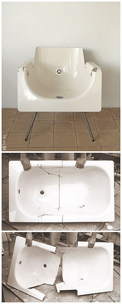 如何可以把旧物改造的有创意又实用，以色列的Naama Steinbock和Idan Friedman做了个很好的范例，在他们的工作室Reddish studio里，旧的钢板浴缸被改造成名为“bath & beyond”的椅子，真是巧妙啊！