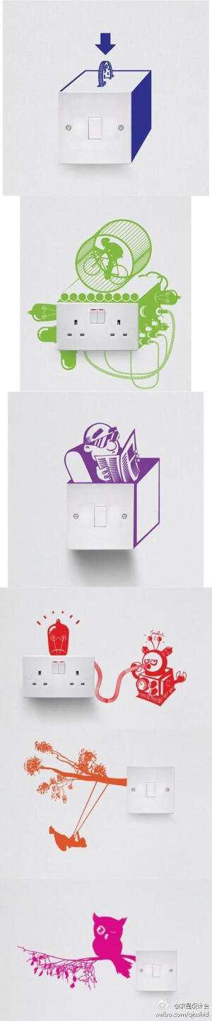 作何 Ziemowit Maj ，插座开关也可以变得可爱，也可以融入到设计当中。