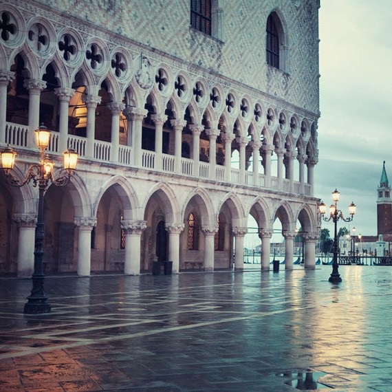 Venice photography, Italy, Travel Photoraphy, Picture of Piazza San Marco in the rain - The Blue Hour