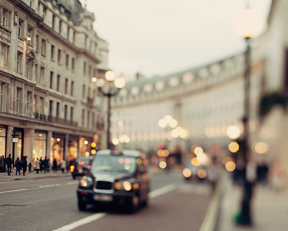 London Photograph, Regent Street, Muted Colors, England, Car Lights, Urban City, Travel Photography - She Called Herself London