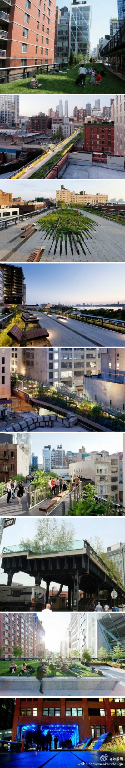 【废旧铁路变公园】位于纽约曼哈顿西面的 The High Line Park 修建在废旧的铁轨线上，铺上隔水布，填上土，种上植物，装上长椅路灯和栏杆，就成了一块花园。不仅合理改造了原本荒芜的土地，而且利用从周围建筑屋顶上…