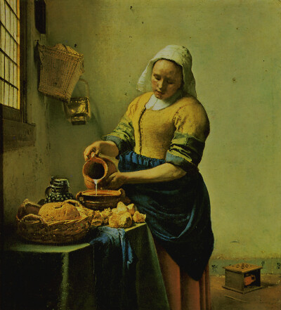 主題：The Milkmaid。畫家：Jan Vermeer。年代：1658